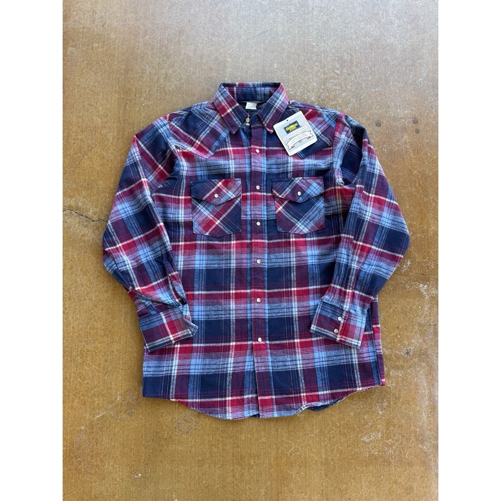 VTG 90s Oshkosh B Gosh Cotton Plaid Pearl Snap Button Up Shirt M Western